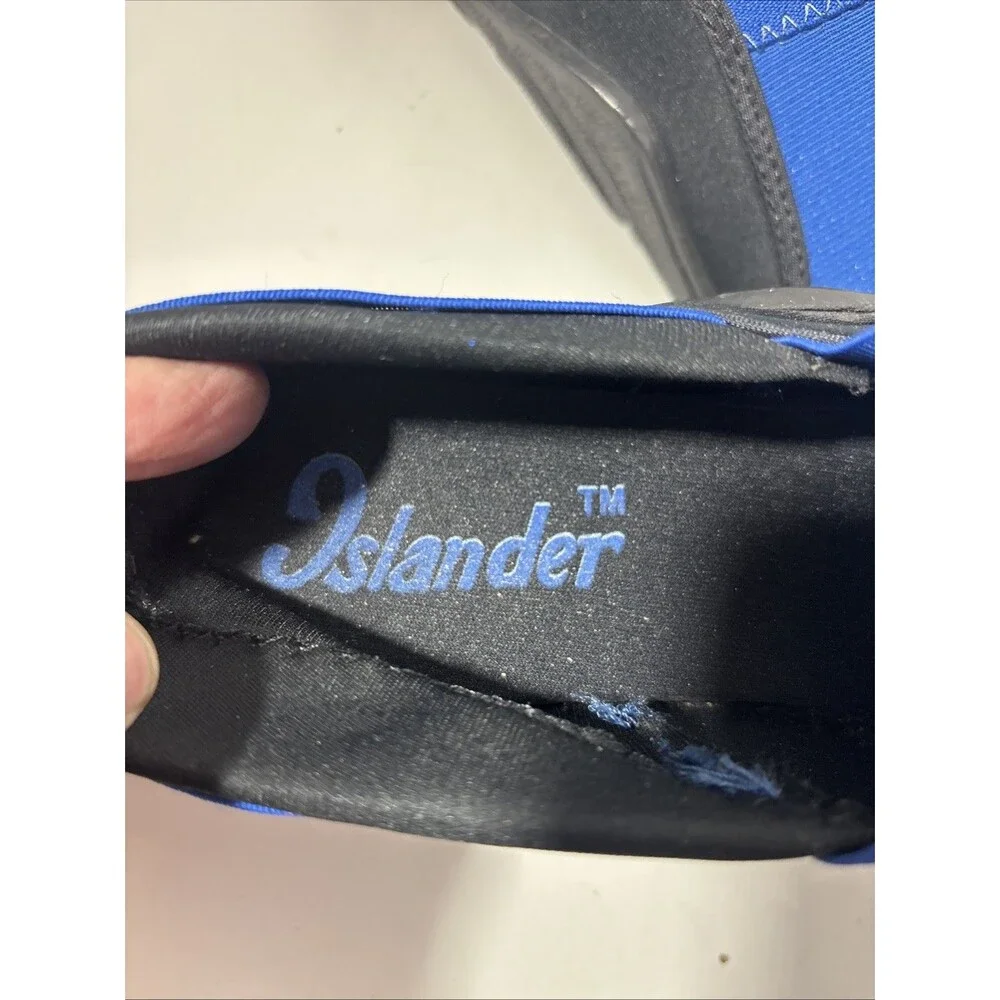 Islander Aqua Socks Shoes Size 8 Blue Black Stretch Fabric SlipOn Packable Beach